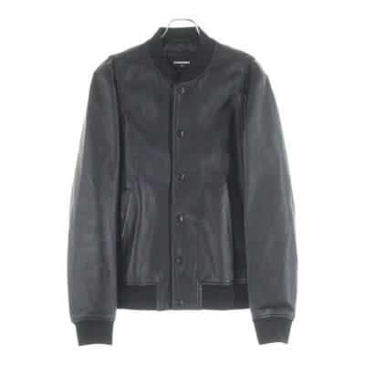 20AW ラムレザー ボタンダウン ボンバージャケット ブラック S74AM1096 SY1491 Aランク