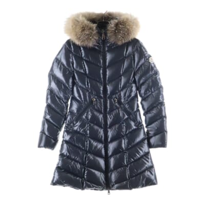 20AW FULMARUS フルマルス ワッペンロゴ ファー フーデッド ジップアップ ダウン ロング ジャケット コート ブラック レディース F20931C56502 C0065 Bランク