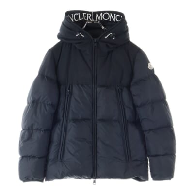 18AW MONTCLAR モンクラー ワッペン ロゴ刺繍 フーデッド ジップアップ ダウンジャケット ブラック D20914132085 68352 Bランク