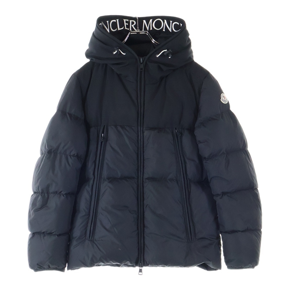 18AW MONTCLAR モンクラー ワッペン ロゴ刺繍 フーデッド ジップアップ ダウンジャケット ブラック D20914132085 68352 Bランク