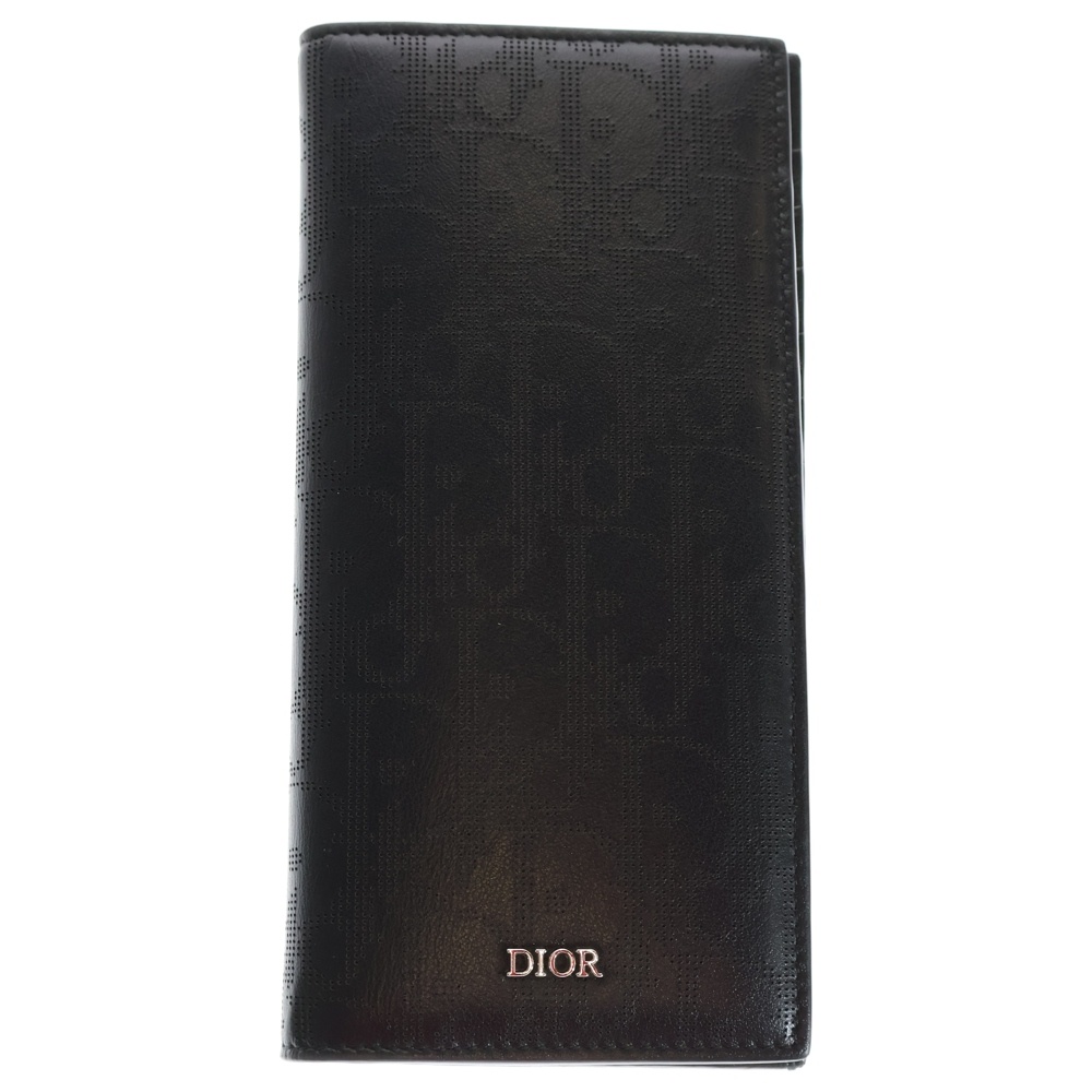 オブリーク 二つ折り財布 ロングウォレット ブラック シルバー金具 Bランク