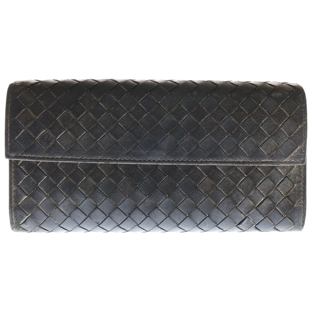 イントレチャート 二つ折り長財布 ロングウォレット カードケース メタリックブラウン レザー ブラウン金具 Bランク