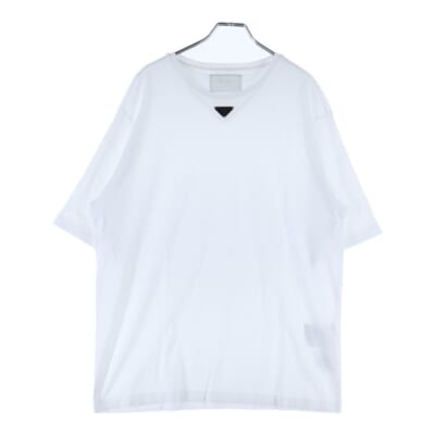 23SS トライアングルロゴプレート クルーネック 半袖Tシャツ カットソー ホワイト UJN861 Aランク