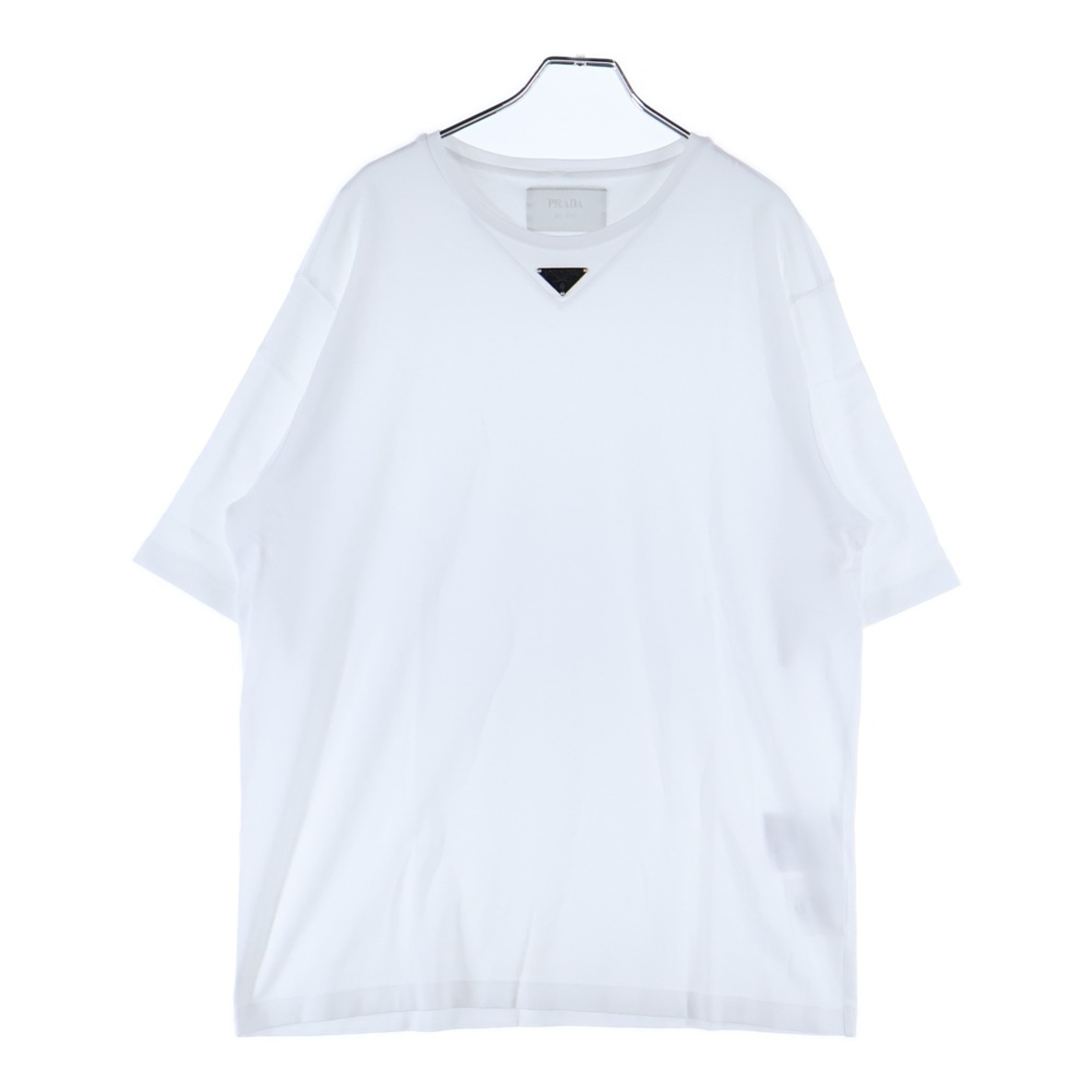 23SS トライアングルロゴプレート クルーネック 半袖Tシャツ カットソー ホワイト UJN861 Aランク