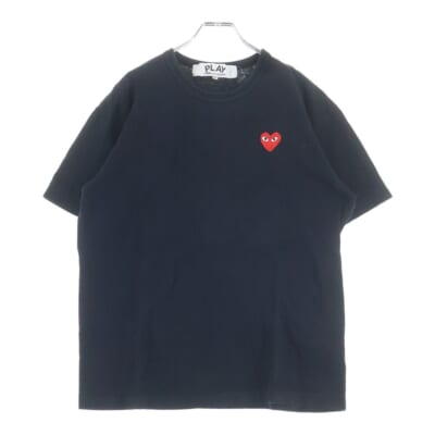 AD2020/5 ハートロゴ刺繍 クルーネック 半袖Tシャツ カットソー ブラック AZ-T108 Bランク