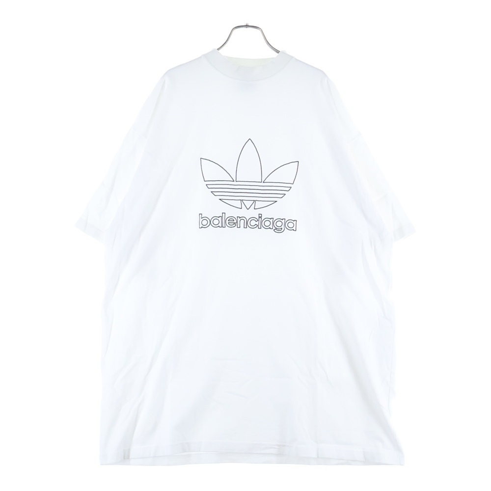 23SS ×adidas アディダス ロゴ刺繍 クルーネック 半袖Tシャツカットソー ホワイト 723976 TNVN8 Bランク