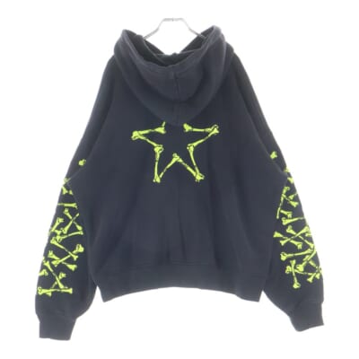Bones Star Hoodie ボーンズスター フーディー プルオーバーパーカー ブラック/イエロー Bランク