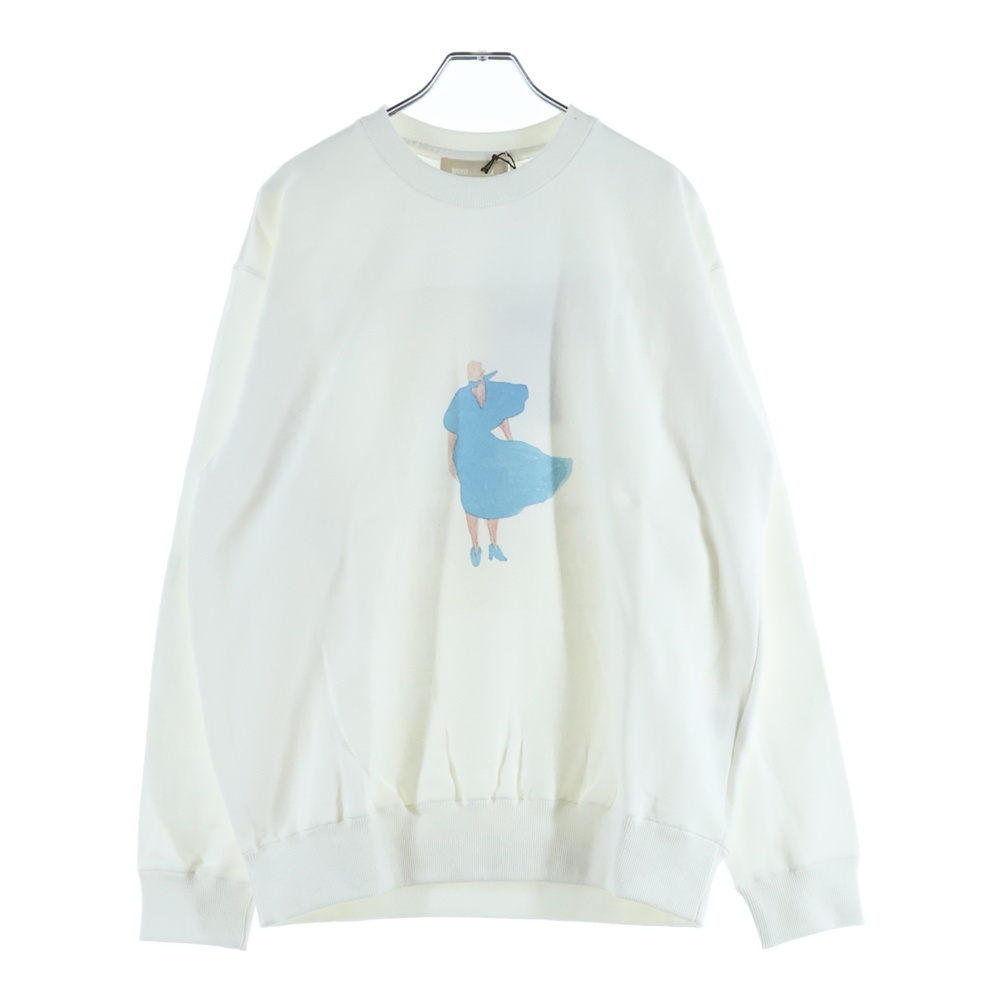 ×Tadanobu Asano フロントプリント クルーネックスウェットトレーナー ホワイト WDS-ASANO-04 Sランク