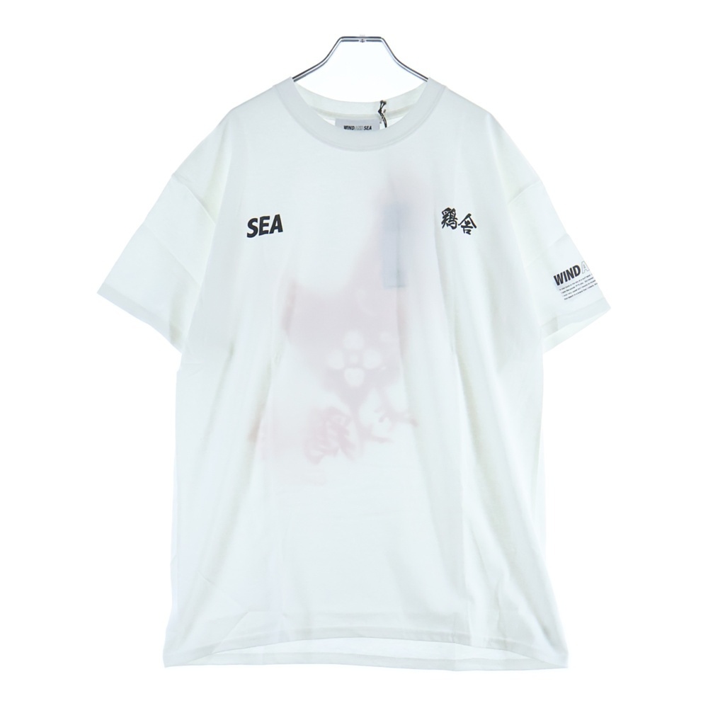 20AW×chi-i-sha 鶏舎 ロゴプリント クルーネックコットン半袖Tシャツ ホワイト WDS-CISHA-03 Sランク