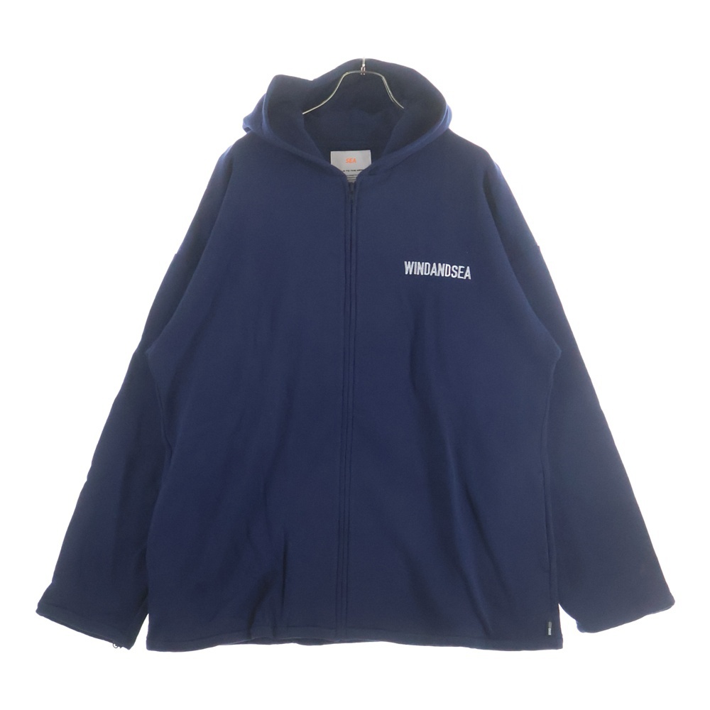 19AW SEA BIG ZIP HOODIE ロゴプリント オーバーサイズ ジップパーカー ネイビー WDS-19A-SW-09 Sランク