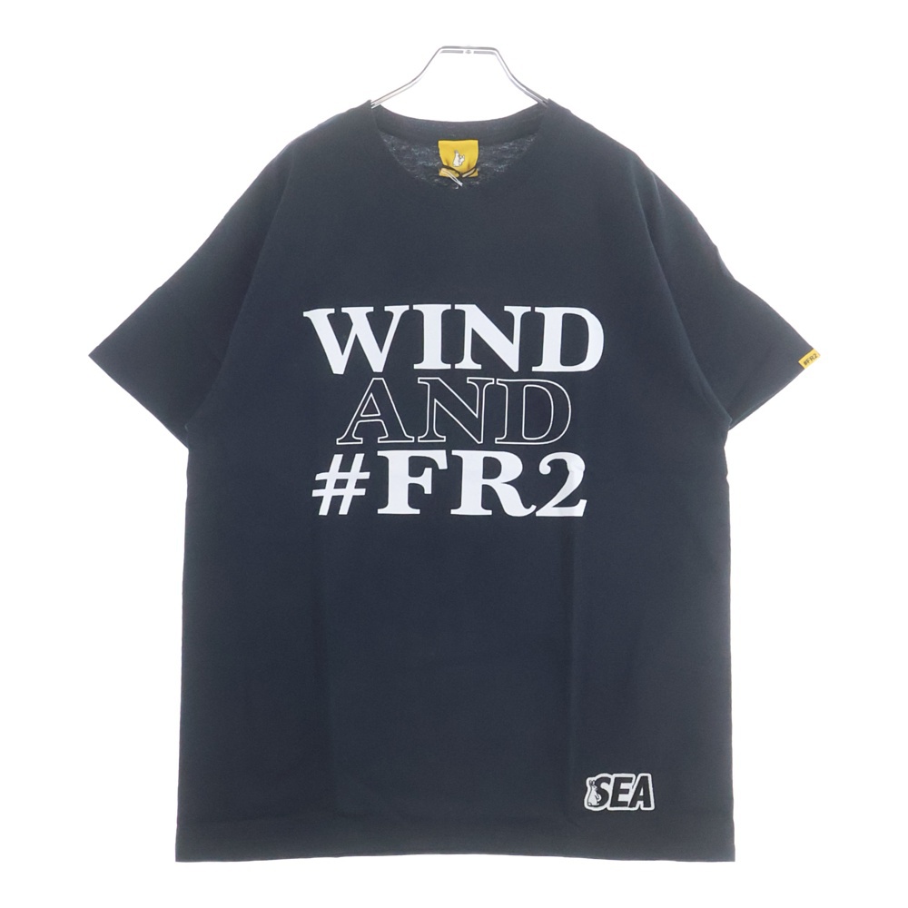 ×FR2 PATCH T-SHIRT エフアール 2 ロゴ パッチ クルーネックコットン半袖Tシャツ ブラック WDS-FR2-02 Sランク