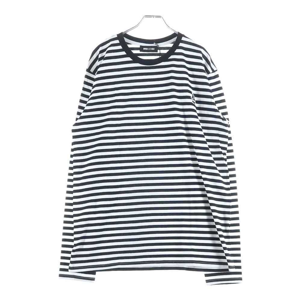 WDS(sail-boat)BORDERL/ST-SHIRT ボーダー コットンクルーネック長袖カットソー ロンT ブラック/ホワイト WDS-20A-CS-03 Sランク