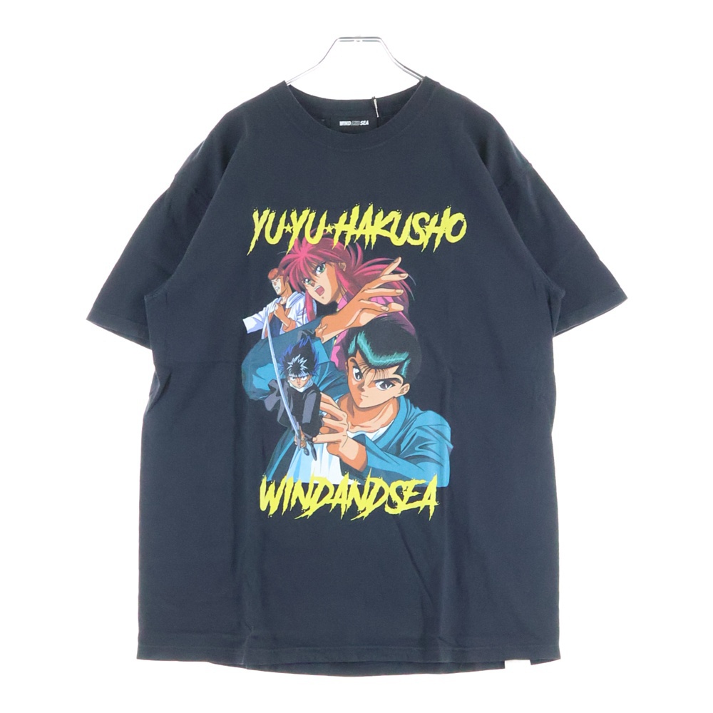 22SS×YYHS 幽遊白書 キャラクターロゴプリント コットンクルーネック半袖Tシャツ ブラック WDS-YYHS-06 Sランク