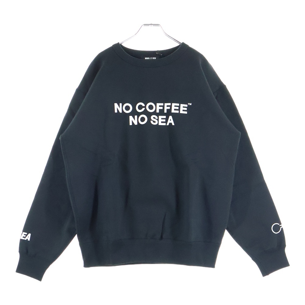 ×NO COFFEE フロッキープリントスウェットトレーナー ブラック WDS-NOCF-03 Sランク