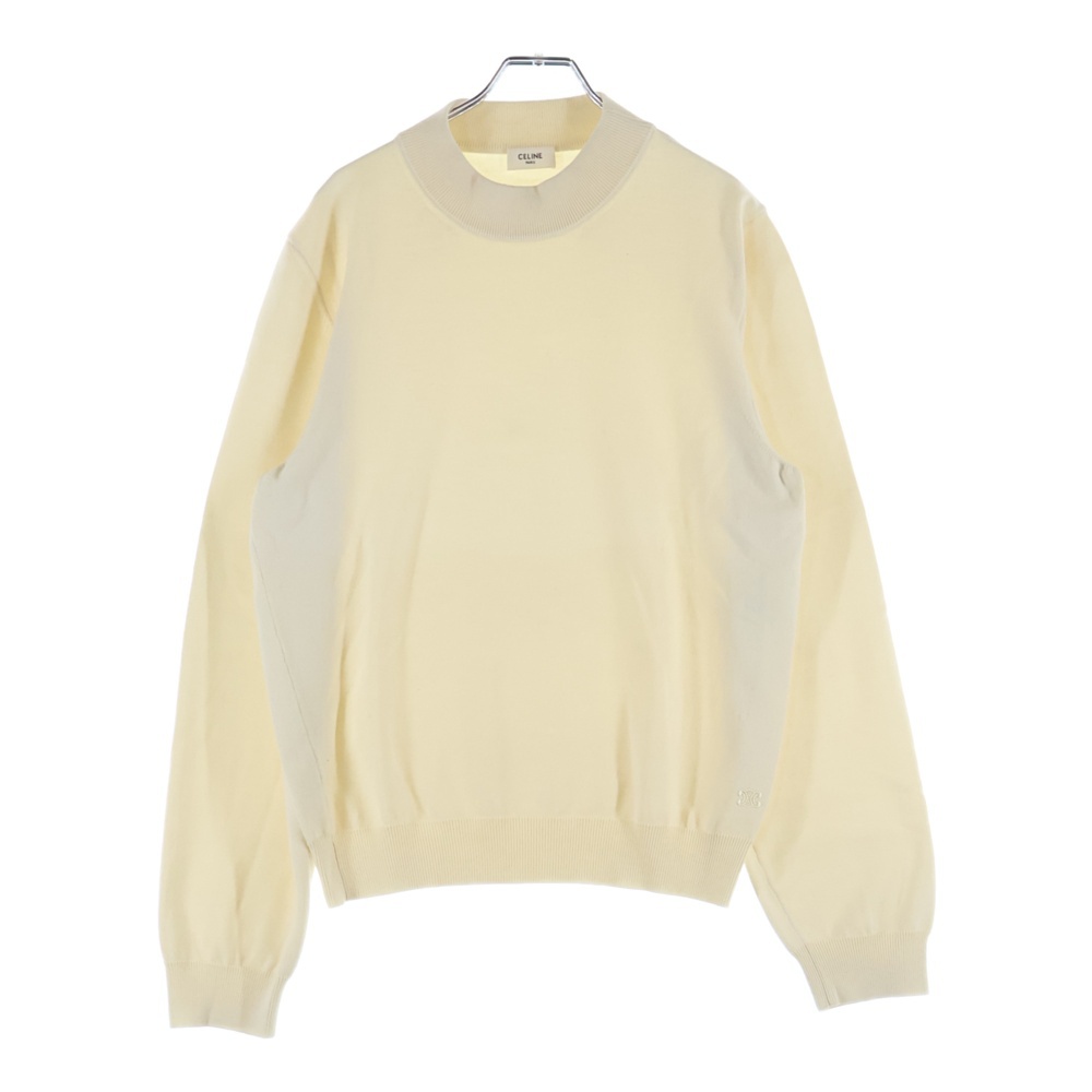 トリオンフ刺繍 ウール ハイカラー ニットセーター アイボリー Bランク