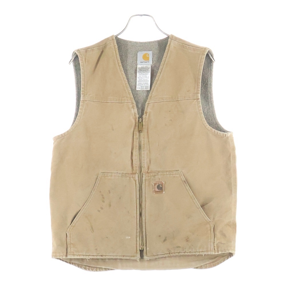 00s COTTON DUCK BOA ZIP VNECK VEST コットンダック ジップ ボア ベスト キャメル Bランク