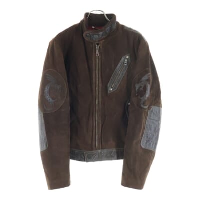 00s MADE IN ITALY DRAGON leather blouson イタリア製 ドラゴン レザー ブルゾン アウター ブラウン Bランク