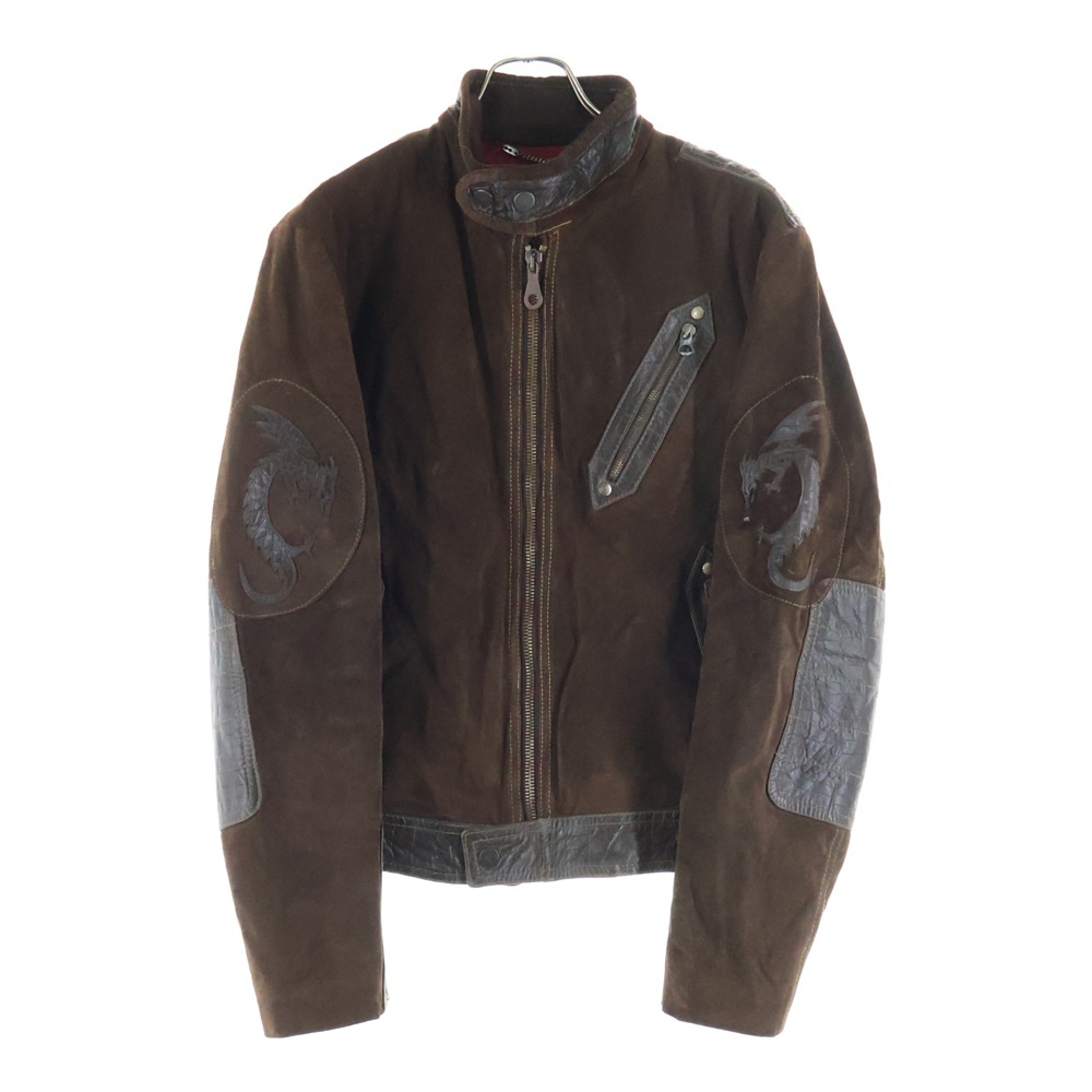 00s MADE IN ITALY DRAGON leather blouson イタリア製 ドラゴン レザー ブルゾン アウター ブラウン Bランク