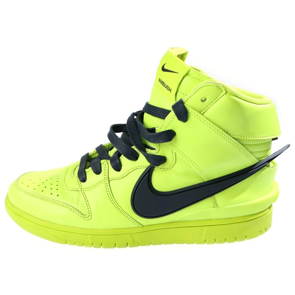 ×AMBUSH DUNK HIGH FLASH LIME CU7544-300 アンブッシュ ダンク フラッシュライム ハイカットスニーカー イエロー US9.5/27.5cm Bランク