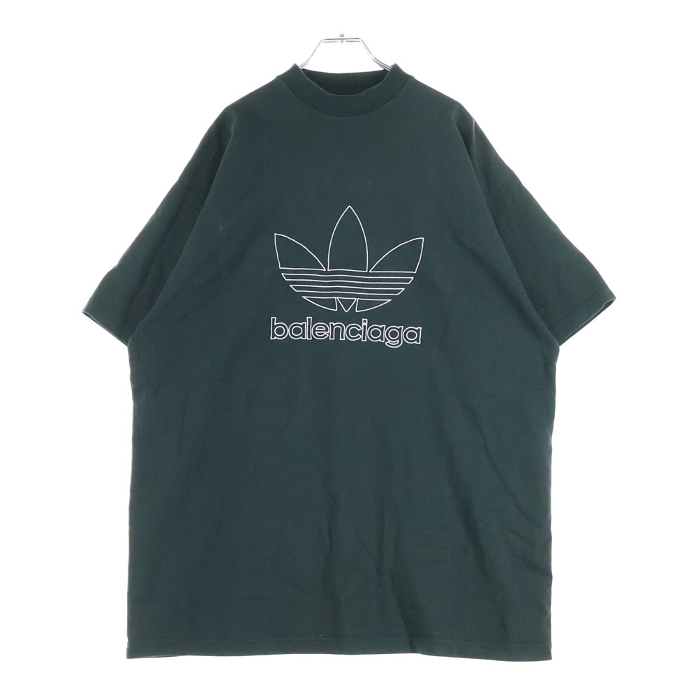 23SS ×adidas ×アディダス トレフォイルロゴ オーバーサイズTシャツ クルーネック半袖Tシャツカットソー グリーン 723976 TNVN8 Bランク