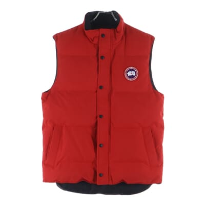 GARSON VEST 4151M ギャルソン ワッペンロゴ ジップアップ ダウンベスト レッド Aランク