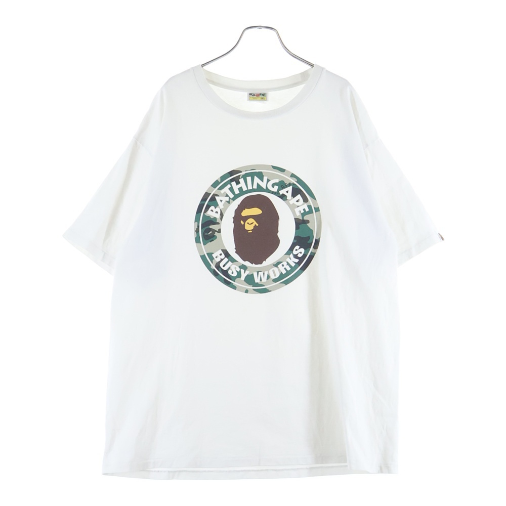 WOODLAND CAMO BUSY WORKS TEE 001TEJ301031M ウッドランド カモ ロゴ プリントクルーネック半袖Tシャツカットソー ホワイト Bランク