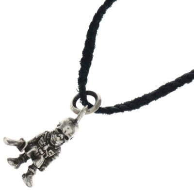 FOTI PEPE LEATHER BRAID フォティ ペペ レザーブレード ネックレス ブラック/シルバー Bランク