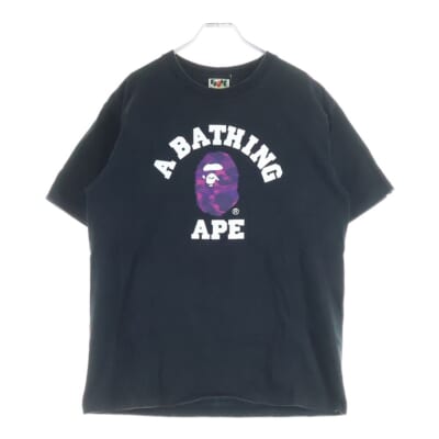 COLOR CAMO COLLEGE TEE カラーカモ カレッジTEE クルーネック半袖Tシャツカットソー ブラック Bランク