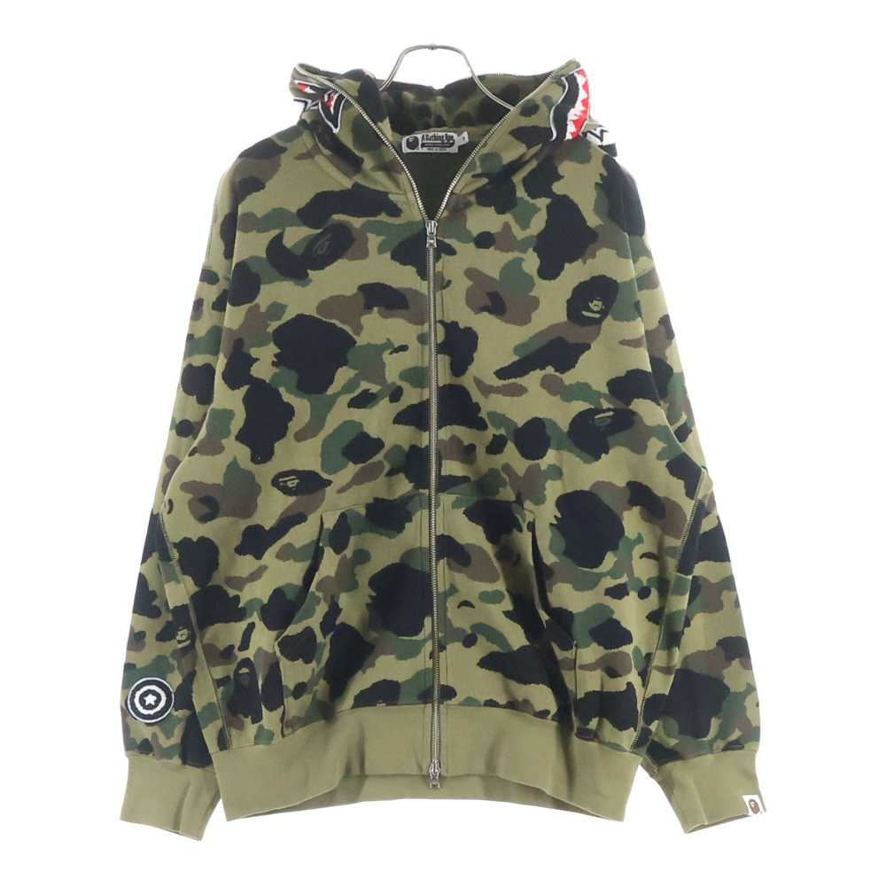 CAMO JACQUARD HOODIE カモ ジャガード フーディ シャーク ジップアップパーカー 迷彩 カーキ 001ZPL301304M Aランク