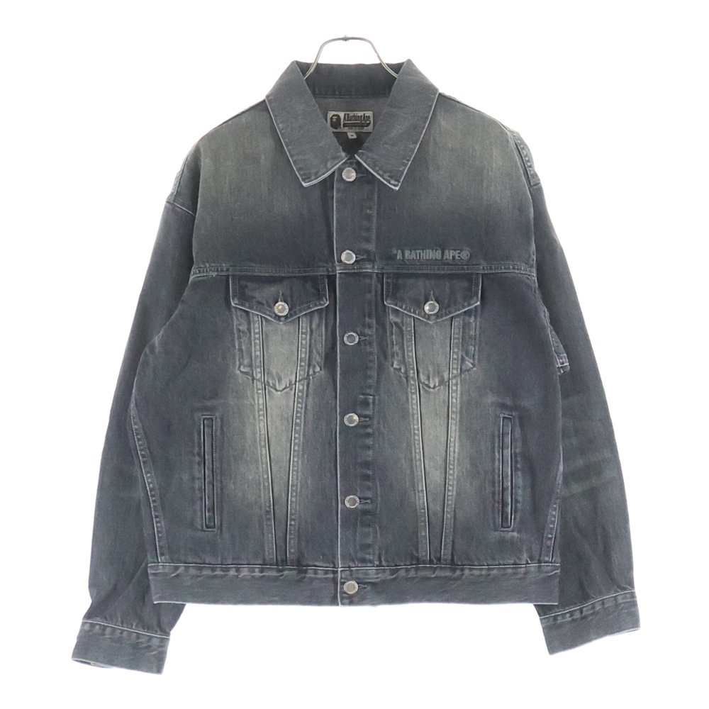 Distressed Denim Trucker Jacket ロゴ デニム トラッカー ジャケット ブラック 001LJK801308M Sランク