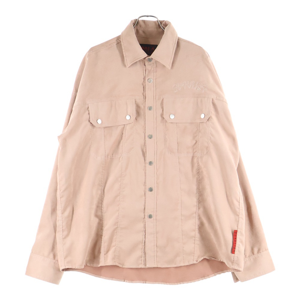 胸ロゴ刺繍 フェイクスエード フルスナップボタンジャケット ピンク Bランク