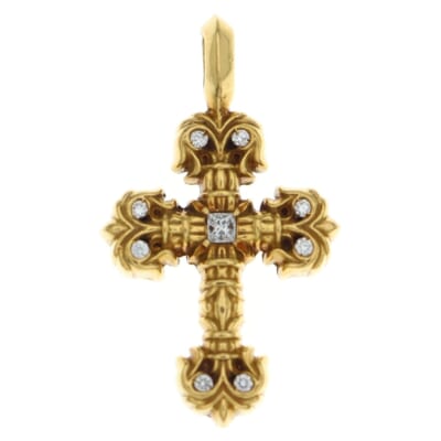22K FILIGREE TINY AFTER P/DIA タイニーフィリグリークロス アフター PAVEダイヤ ペンダントトップ ゴールド Bランク