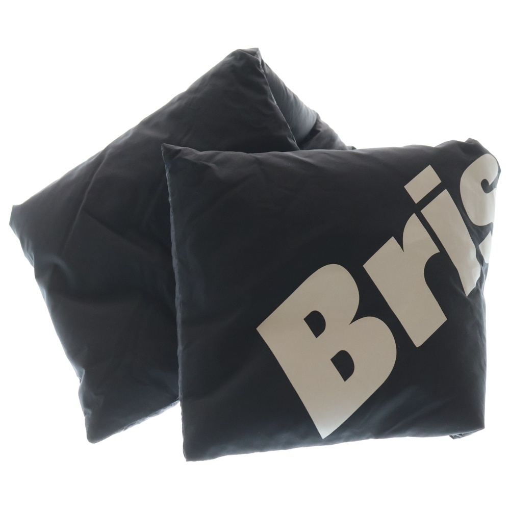 ロゴプリント ナイロン ダウンマフラー ブラック Bランク