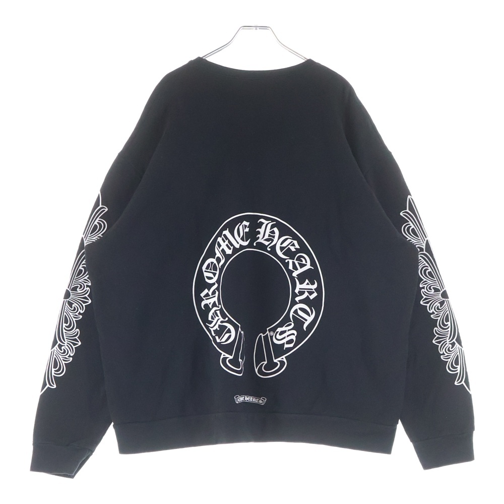 Horseshoe Crewneck Sweatshirt ホースシュープリント 袖フローラル クルーネックスウェットトレーナー ブラック Bランク