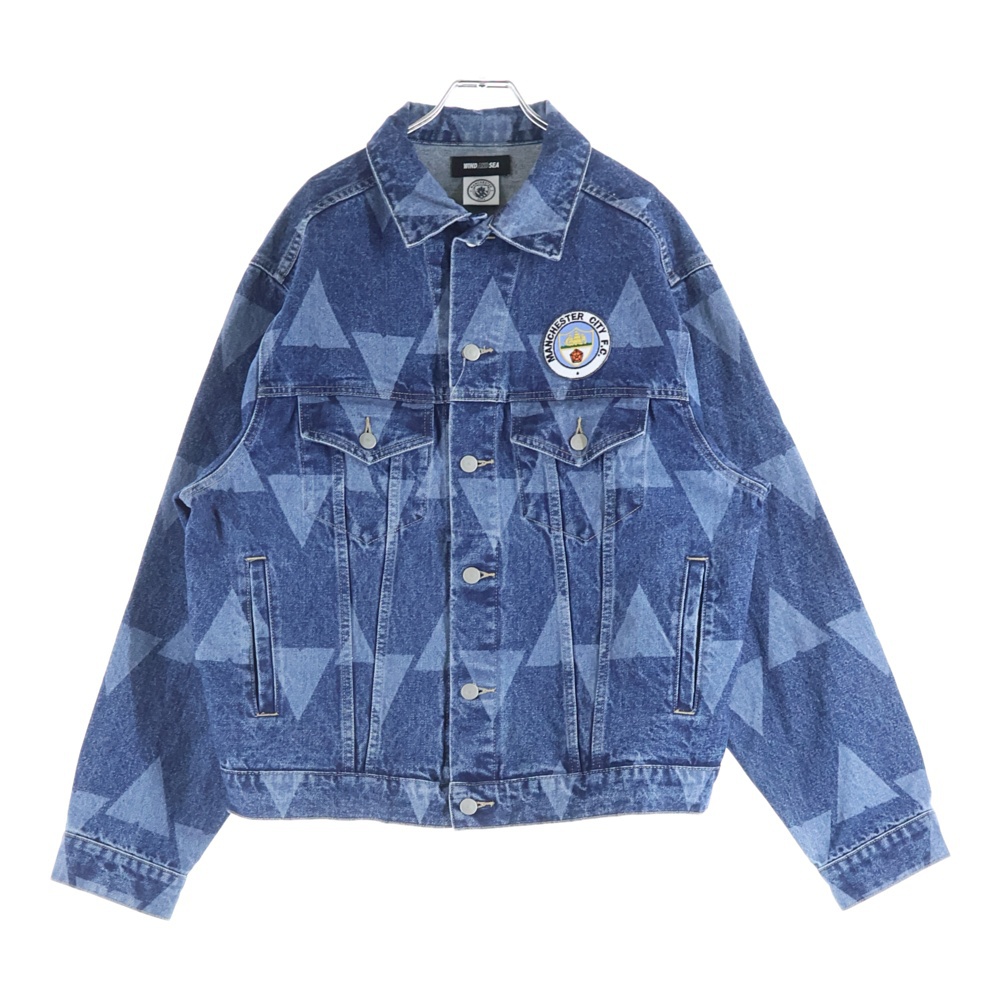 Manchestercity FC マンチェスター・シティ 総柄 デニムジャケット インディゴ Bランク