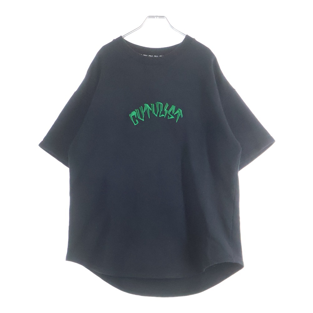 23SS USUAL TEE フロントロゴ刺繍 クルーネック 半袖Tシャツ ブラック 2301050301 Bランク
