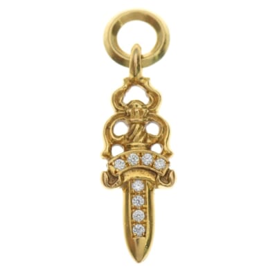 22K #5 DAGGER P/DIA #5ダガーチャーム アフター PAVEダイヤ ペンダントトップ ゴールド BCA031 Bランク