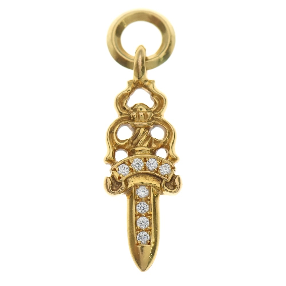 22K #5 DAGGER P/DIA #5ダガーチャーム アフター PAVEダイヤ ペンダントトップ ゴールド BCA031 Bランク