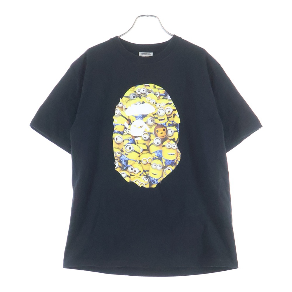×MINIONS ミニオン フロントプリント 半袖クルーネックTシャツカットソー ブラック Bランク