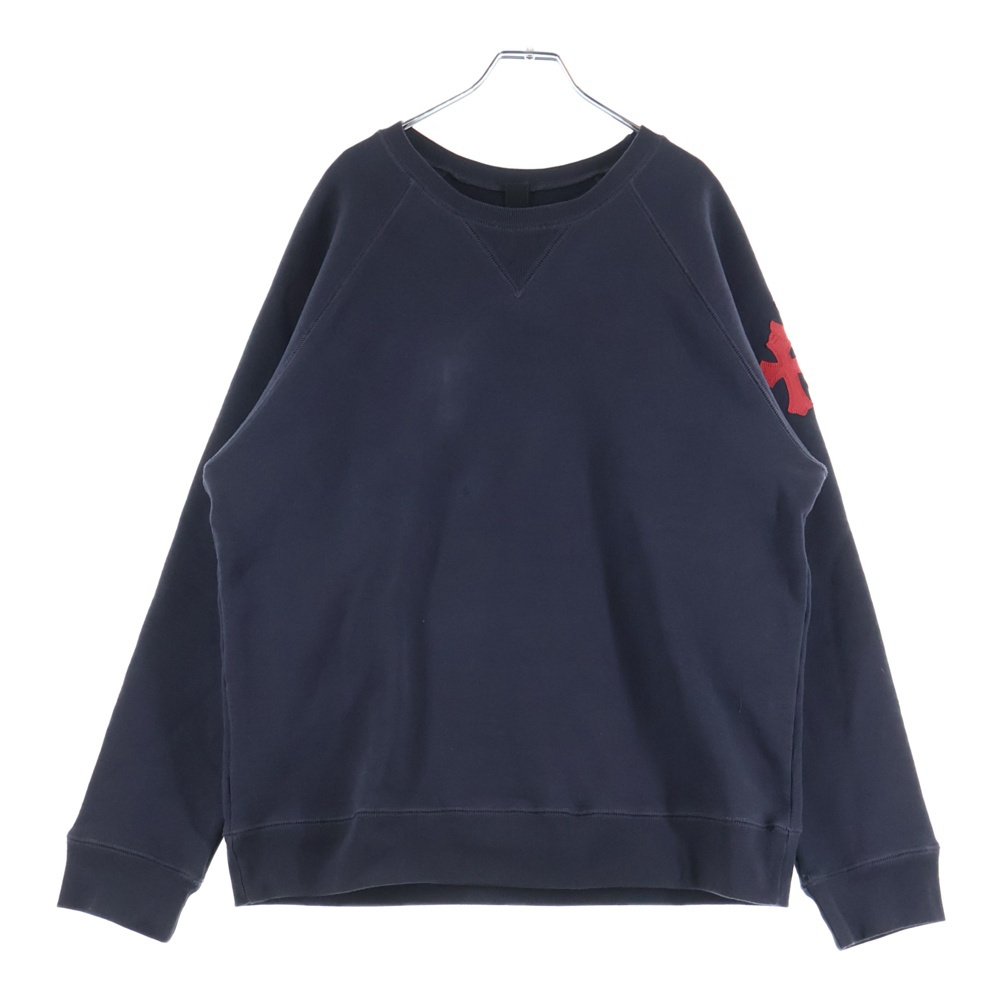 Y NOT ワイノット クロスパッチ付き セメタリークロス クルーネックスウェット トレーナー ネイビー Bランク