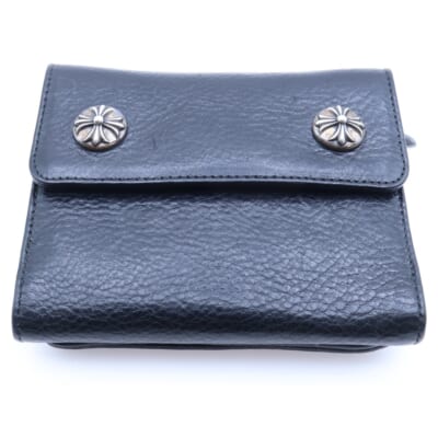 BIG SPOON ビッグスプーン クロスボタン レザー財布 ウォレット ブラック Aランク