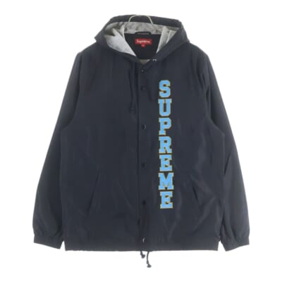 17SS Vertical Logo Hooded Coaches Jacket ヴァーティカルロゴ ナイロン コーチジャケット ブラック Aランク