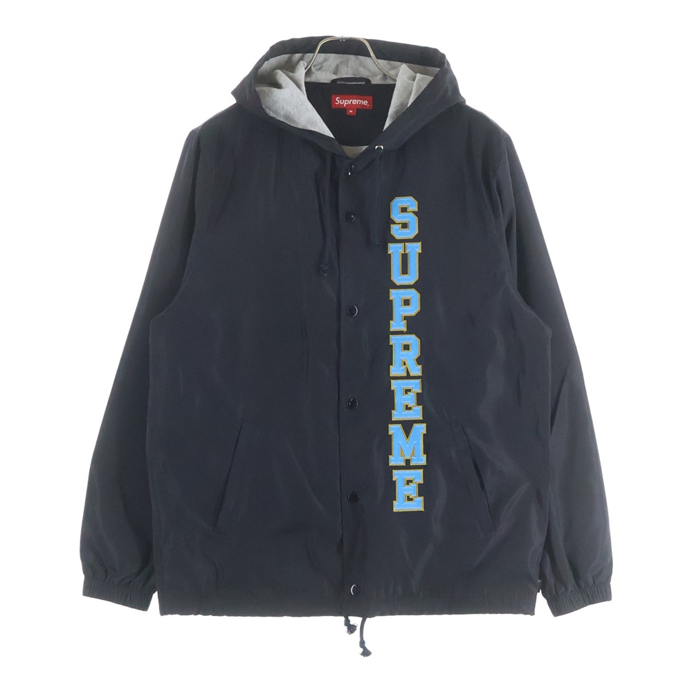 17SS Vertical Logo Hooded Coaches Jacket ヴァーティカルロゴ ナイロン コーチジャケット ブラック Aランク