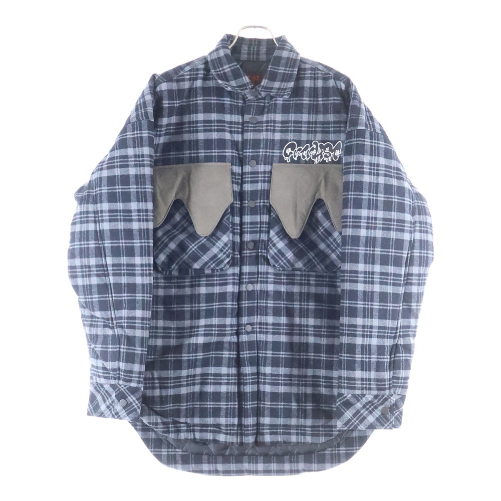 23AW Drip Check Shirt ドリップチェックシャツ 中綿 コットン ジャケット ブラック 2201110202 Bランク