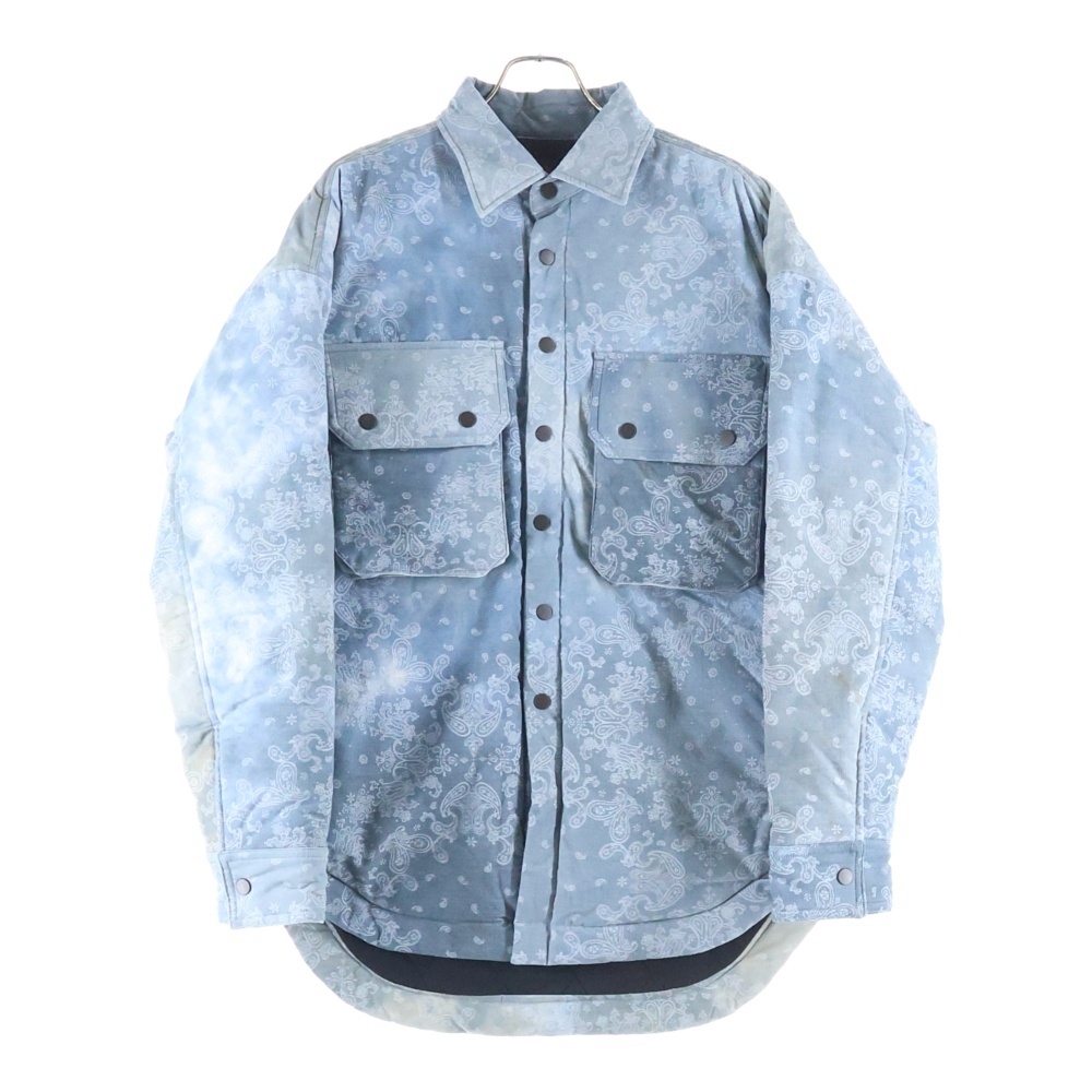バック刺繍 ペイズリー 中綿 コットンシャツジャケット ブルー 2301110201 Bランク
