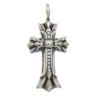 DBL CH CRS ダブルCHクロスチャーム PAVEダイヤ ペンダントトップ シルバー Bランク