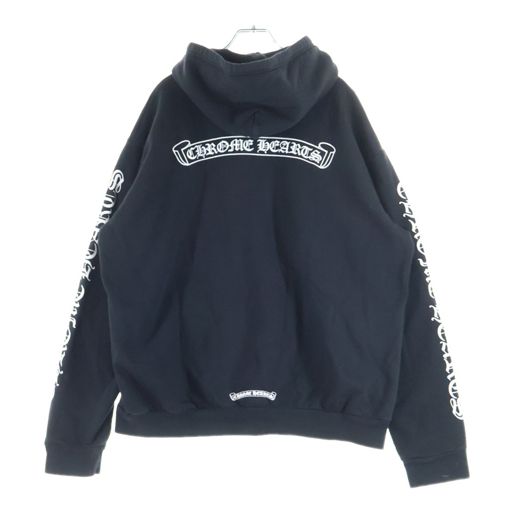 バックスクロールラベルプリント ジップアップパーカー ブラック Bランク