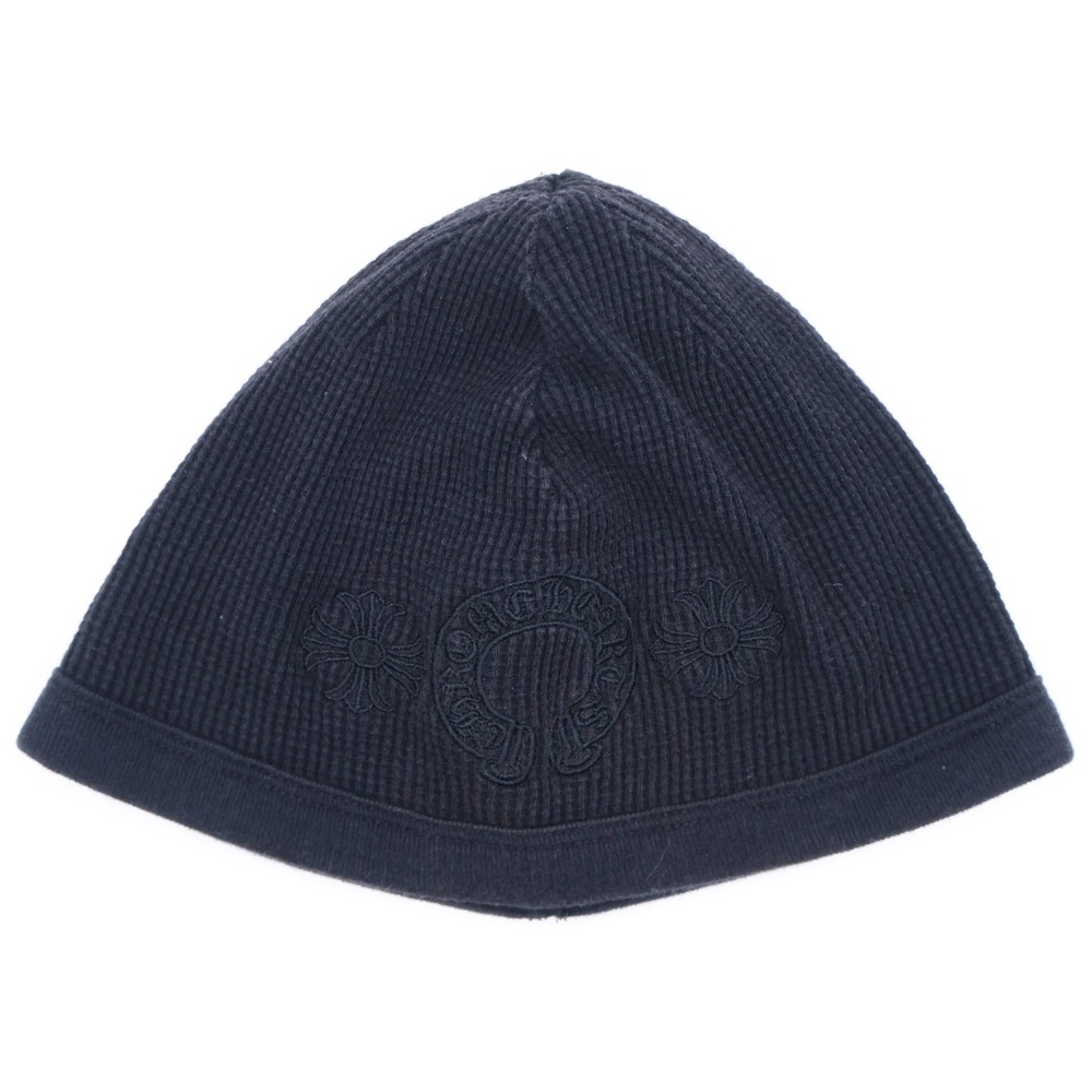 クロムハーツ ホースシュー刺繍ロゴ サーマルニットビーニー 帽子