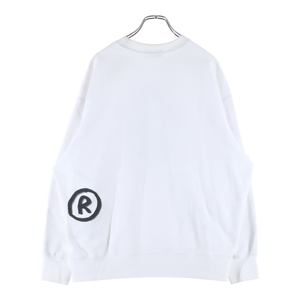 HAND DRAW APE HEAD ハンドドローエイプヘッド フロントプリント クルーネック長袖スウェットトレーナー ホワイト 001SWK301303M Bランク