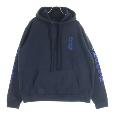 SWTSHRT PLVR アームロゴプリント スウェットプルオーバーパーカー ブラック/ブルー Bランク